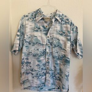 Cooke Street Men’s Honolulu Reverse Print Island Ocean Cotton shirt – Size L